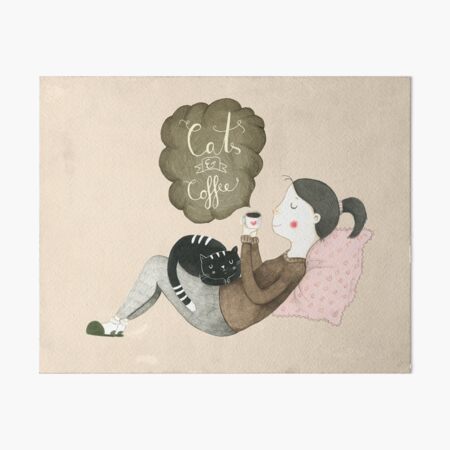 Cats and Coffee Art Board Print