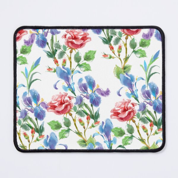 Item preview, Irises and roses watercolor pattern designed and sold by fairytaleprints.