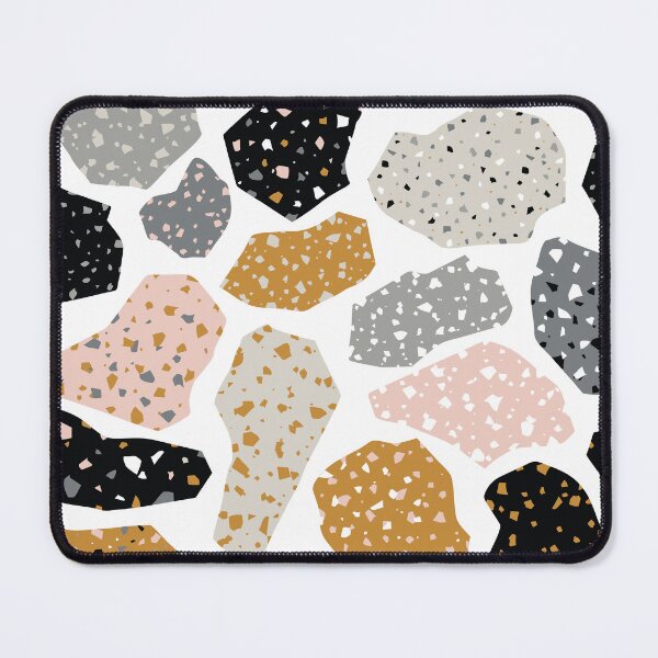 Item preview, Terazzo Mostaza Amarillo Rosa Gris y Negro sobre patrón blanco designed and sold by Alicia Chee.