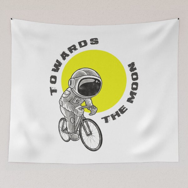 Item preview, the ecological astronaut travels to the moon by pedaling on his space bike designed and sold by Goliardika-Shop.