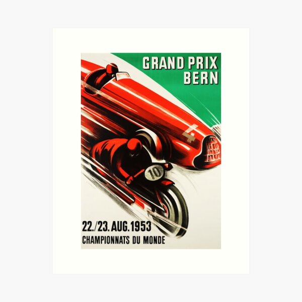 GRAND PRIX BERN SWITZERLAND 1953 by Ernst Ruprecht Vintage Car Racing Poster Art Print