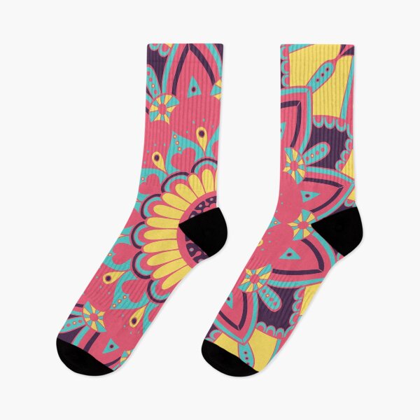Item preview, Mandala in pink teal yellow and dark purple color designed and sold by risingrocket.