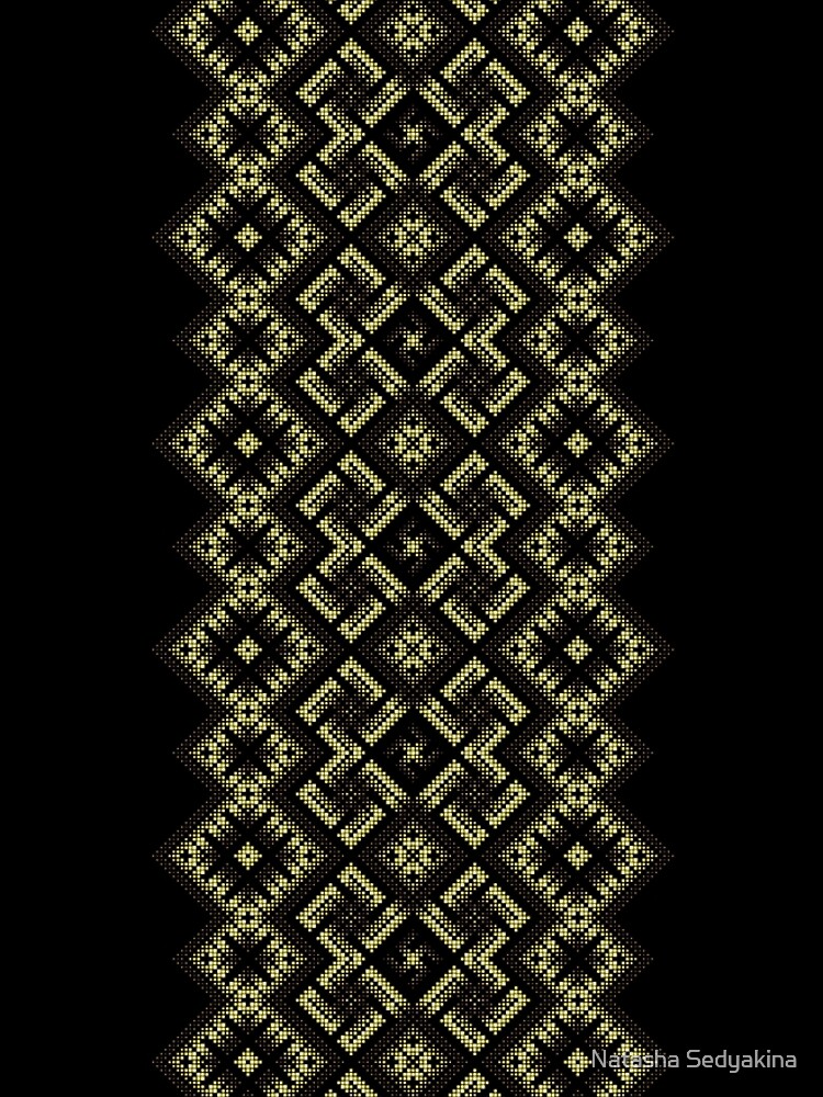 Swastika. Fiery ancient ornament. Old Nordic embroidery in a psychedelic modern style by natasedyakina