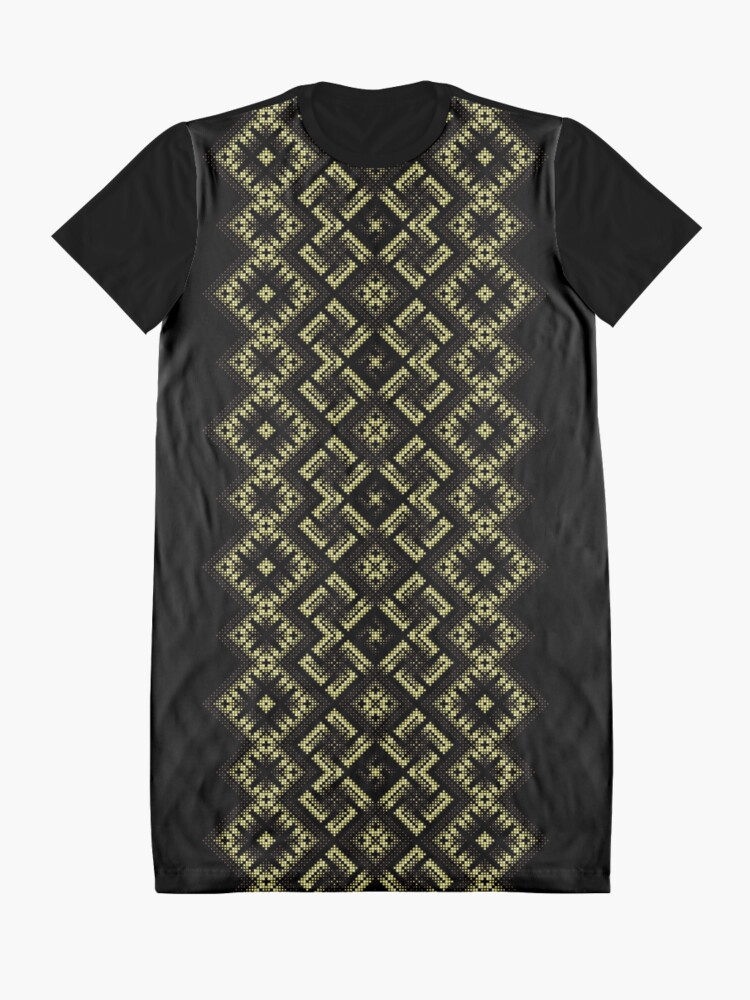 Alternate view of Swastika. Fiery ancient ornament. Old Nordic embroidery in a psychedelic modern style Graphic T-Shirt Dress