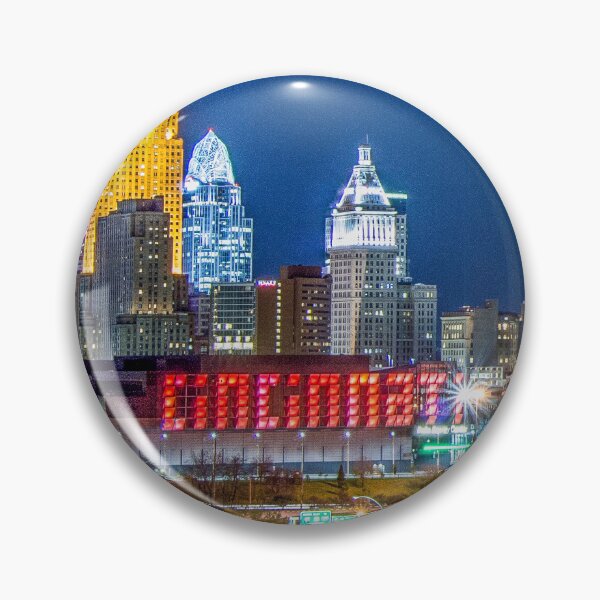 Item preview, 2014 Cincinnati Ohio Night Skyline with a Full Moon designed and sold by DaveFilm.