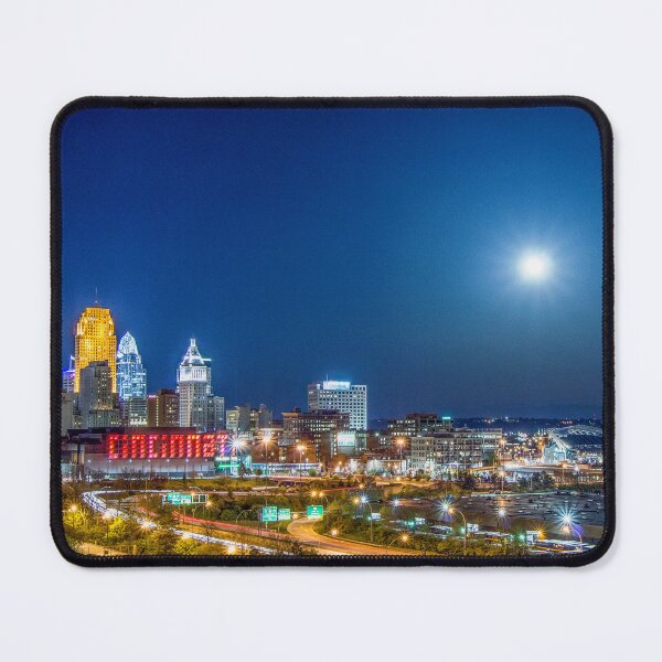 Item preview, 2014 Cincinnati Ohio Night Skyline with a Full Moon designed and sold by DaveFilm.