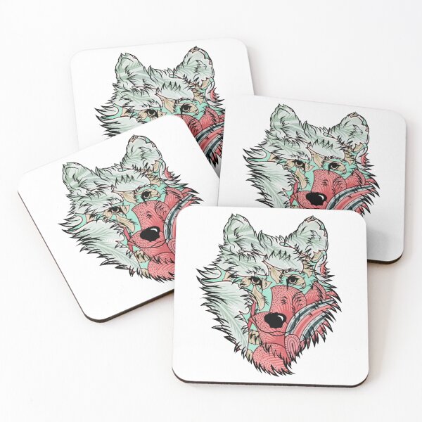 Item preview,  Wolf's head floral designed and sold by Ascooepics.