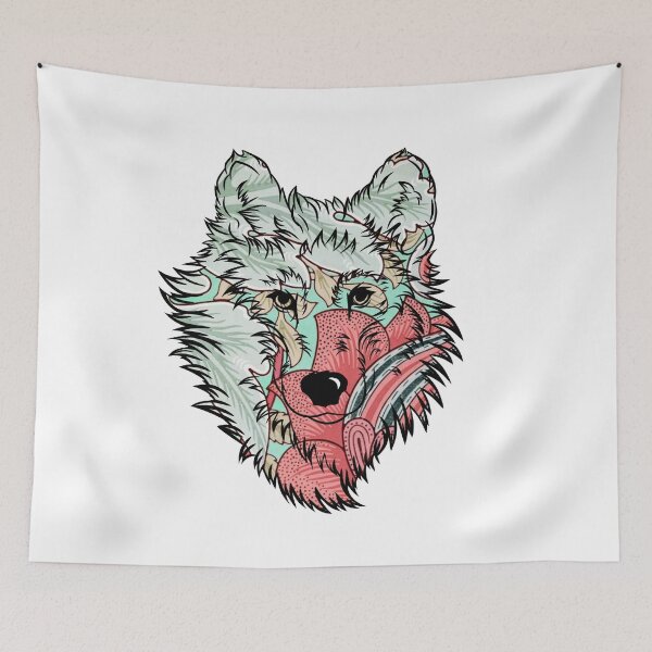 Item preview,  Wolf's head floral designed and sold by Ascooepics.