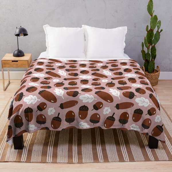 Item preview, Acorn and Oak Pattern in rust pink  designed and sold by Miri-Noristudio.
