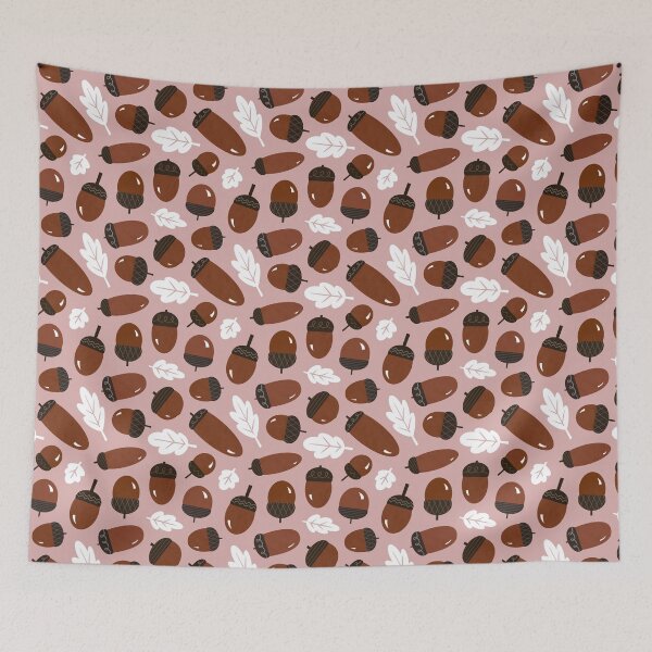 Item preview, Acorn and Oak Pattern in rust pink  designed and sold by Miri-Noristudio.
