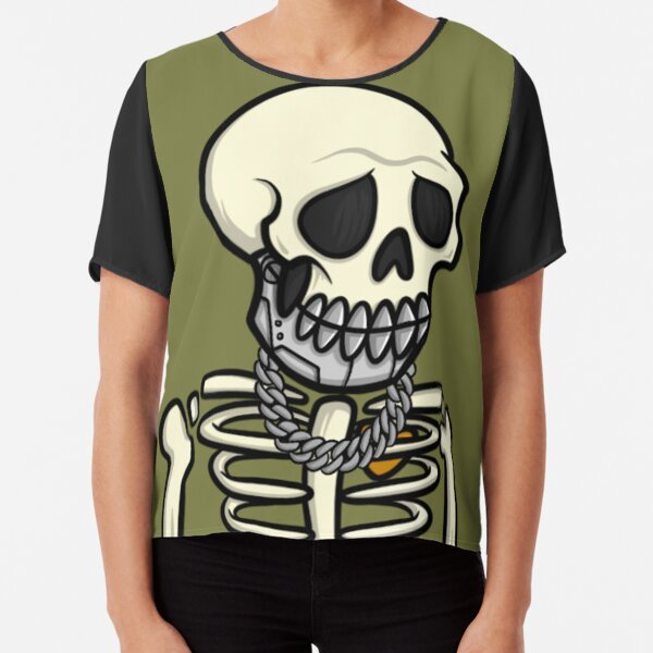 Lonely Bones #3682 Jaws Chiffon Top