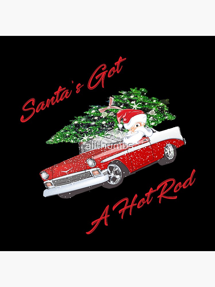 Disover Santa's Got a Hot Rod Vintage Car Christmas Coasters