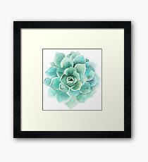 Blau-Grüne saftige Aquarelle Illustration Gerahmtes Wandbild