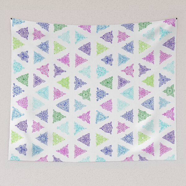 Item preview, Small Colourful Pattern Triangles on White  designed and sold by Mabel Lowman.