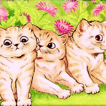 Louis Wain cat art print, I fell in love with a lovely kitten & that  kitten was myself, Kitsch cat painting, Vintage cute animals wall art