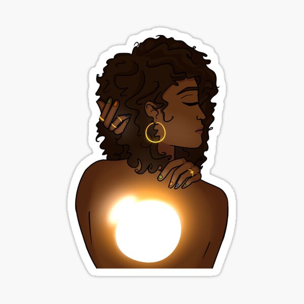 Black Woman with Sun Sticker