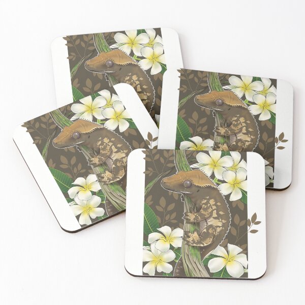 Item preview, Crested Gecko with Plumerias (fired down) designed and sold by Annadrujok.