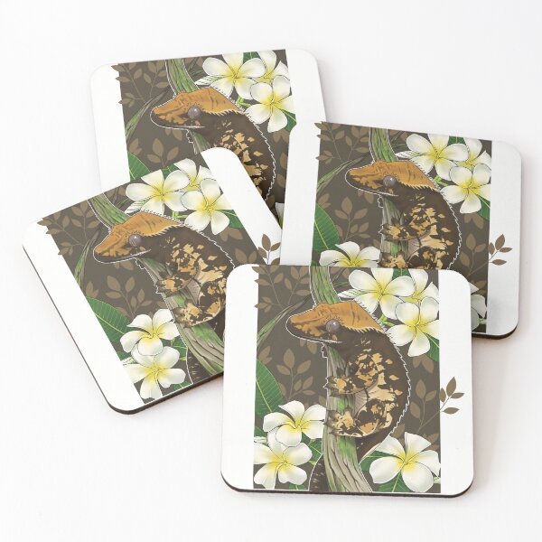 Item preview, Crested Gecko with Plumerias (fired up) designed and sold by Annadrujok.