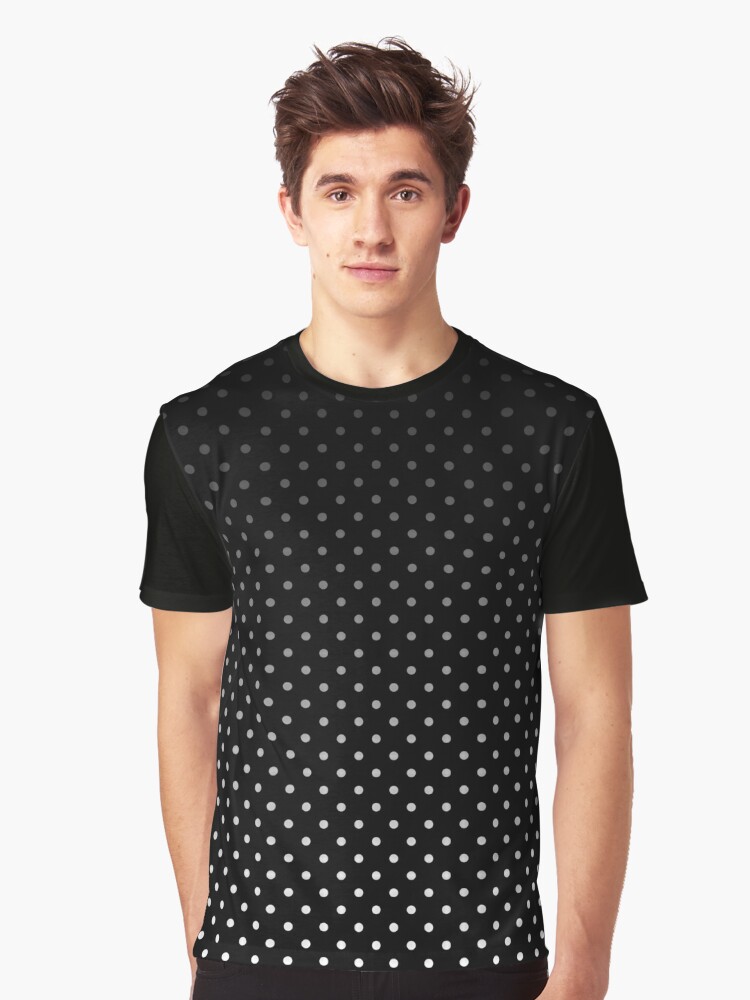 black t shirt with white dots
