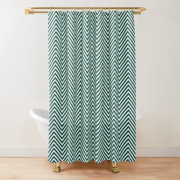 mint green and black shower curtain