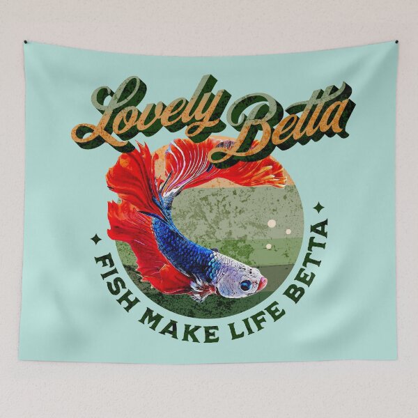 Item preview, Lovely Betta - Fish Make Life Betta - Dragon Scale Super Delta Monster Mask Betta Fish Breed - Green Warm Tone Retro Vintage Sunset designed and sold by Cawaiico.