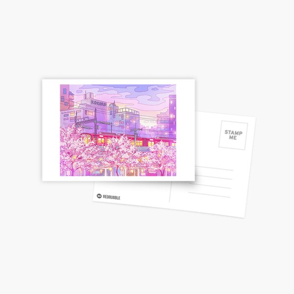 Item preview, The Tokyo city, train and the purple sunset designed and sold by AnGoArt.