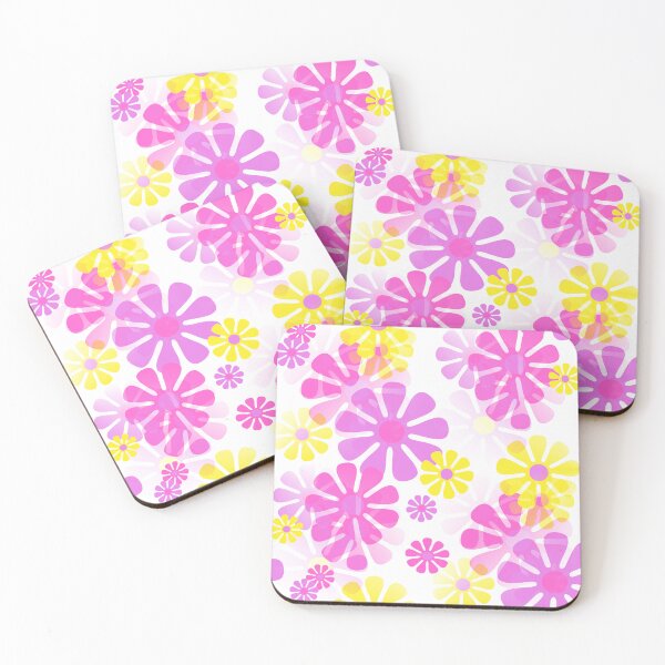 Item preview, 60's Retro Groovy Mod Flowers in Purple, Pink and Yellow - Abstract  designed and sold by MellowCat.