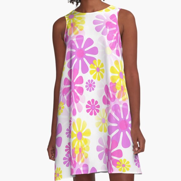 Item preview, 60's Retro Groovy Mod Flowers in Purple, Pink and Yellow - Abstract  designed and sold by MellowCat.