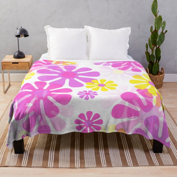 Item preview, 60's Retro Groovy Mod Flowers in Purple, Pink and Yellow - Abstract designed and sold by MellowCat.