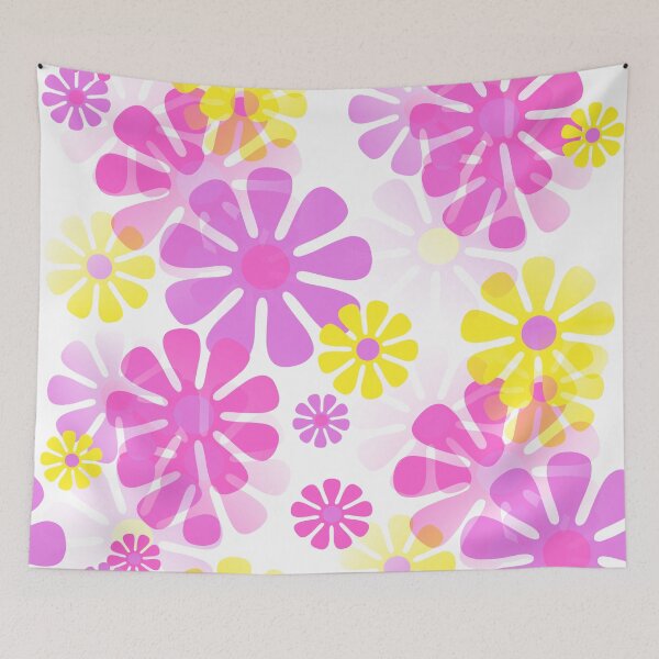 Item preview, 60's Retro Groovy Mod Flowers in Purple, Pink and Yellow - Abstract  designed and sold by MellowCat.
