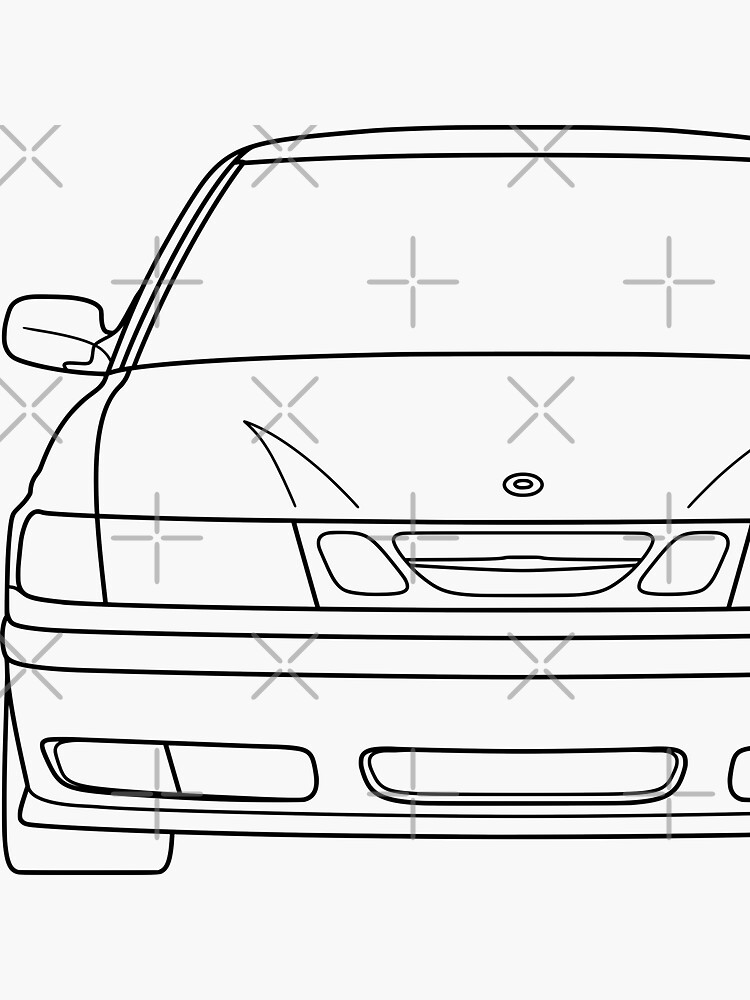 "Saab 9-3 1998-2003 black lines" Sticker for Sale by EdimDesign | Redbubble