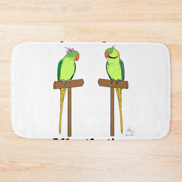 Item preview, Crazy Bird Person with Indian Ring Neck Parrots designed and sold by Laughing Parrot Studio.