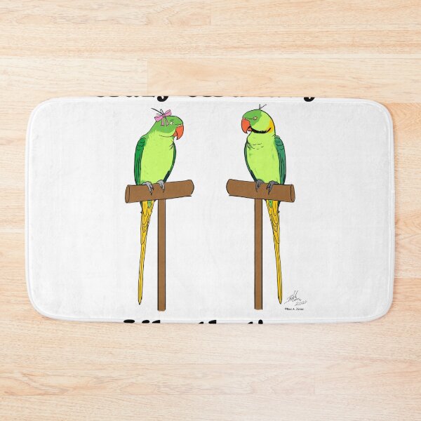Item preview, Crazy Bird Lady with Indian Ring Neck Parrots designed and sold by Laughing Parrot Studio.