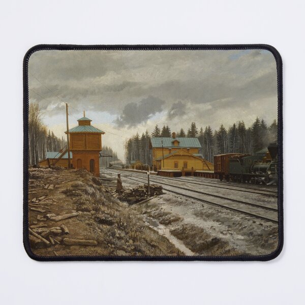 Item preview, Train Station | E. Kozlov | 1875 Russian Siberia Art designed and sold by CJET.