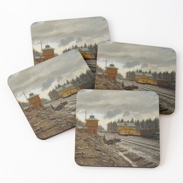 Item preview, Train Station | E. Kozlov | 1875 Russian Siberia Art designed and sold by CJET.