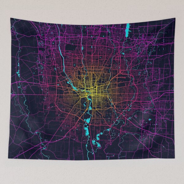 Artikelvorschau, Columbus Stadtplan von Ohio, USA - Neon entworfen und verkauft von deMAP.