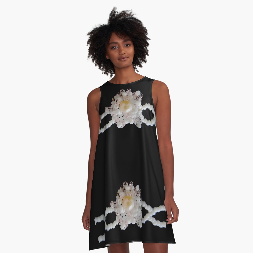 Floral black and white pattern A-Line Dress