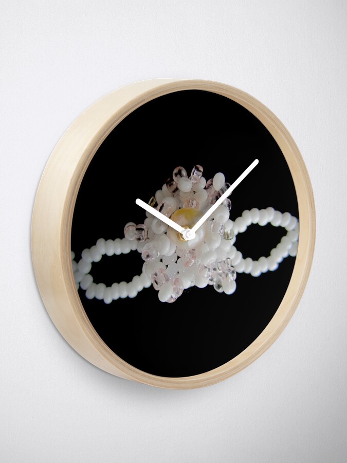 Alternate view of Floral black and white pattern Clock