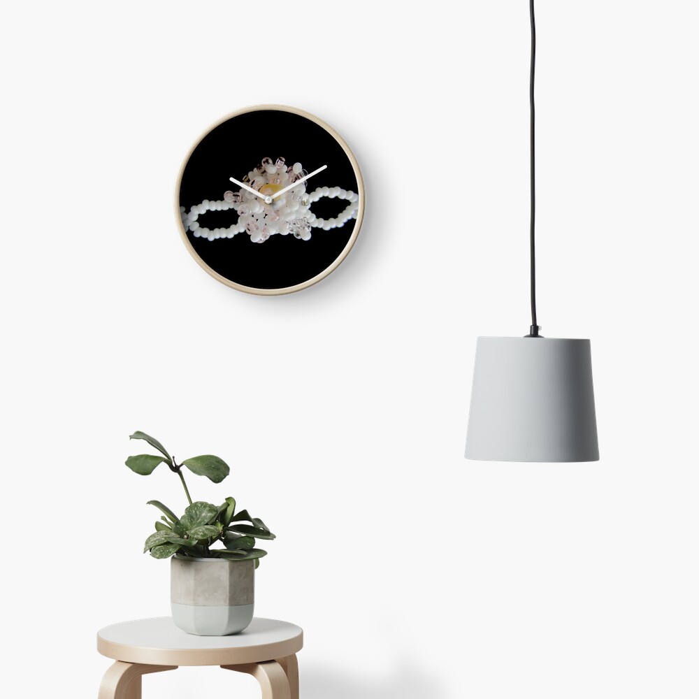Floral black and white pattern Clock