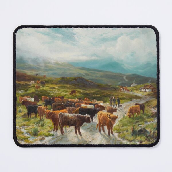Item preview, Highland Cattle with Drovers | Louis Bosworth Hurt | 1888 Scotland Cow Art designed and sold by CJET.