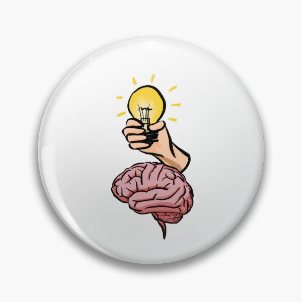 Item preview, Grasping New Ideas - Hand holding light bulb + brain designed and sold by StudioHitsu.