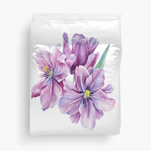 watercolor purple tulips violet flower,for mom girl and girlfriend Duvet Cover