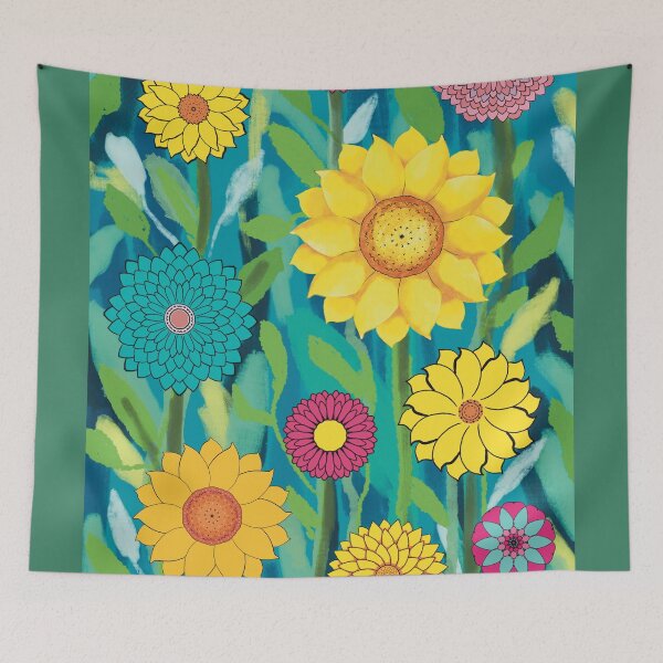 Item preview, Sunflowers and Bright wild flowers designed and sold by A Sweet  Fragrance Art.