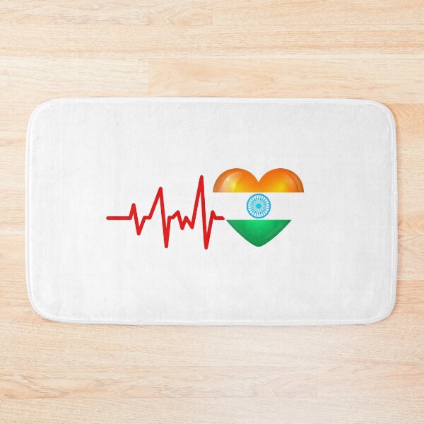 Item preview, HEARTBEAT INDIA FLAG ECG GIFT IDEA designed and sold by melshirt-shop.