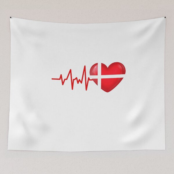 Item preview,  HEARTBEAT DENMARK FLAG ECG GIFT IDEA designed and sold by melshirt-shop.