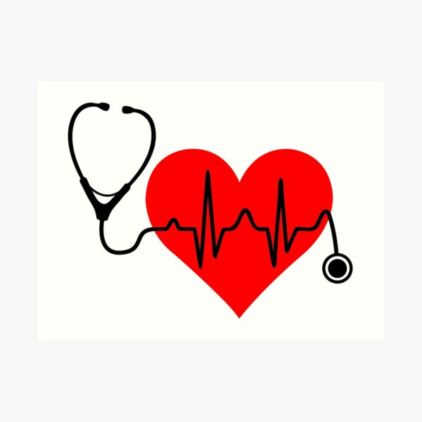 "Stethoscope Heartbeat Heart " Art Print for Sale by heeheetees Redbubble
