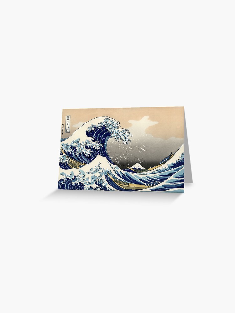 Thumbnail 1 of 2, Greeting Card, Graphic Ocean Wave Gift Hokusai Japanese Wave Design With The Great Wave Off Kanagawa Art designed and sold by RozAbellera.