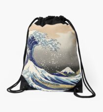 'The Great Wave Off Kanagawa' by Katsushika Hokusai (Reproduction) Drawstring Bag