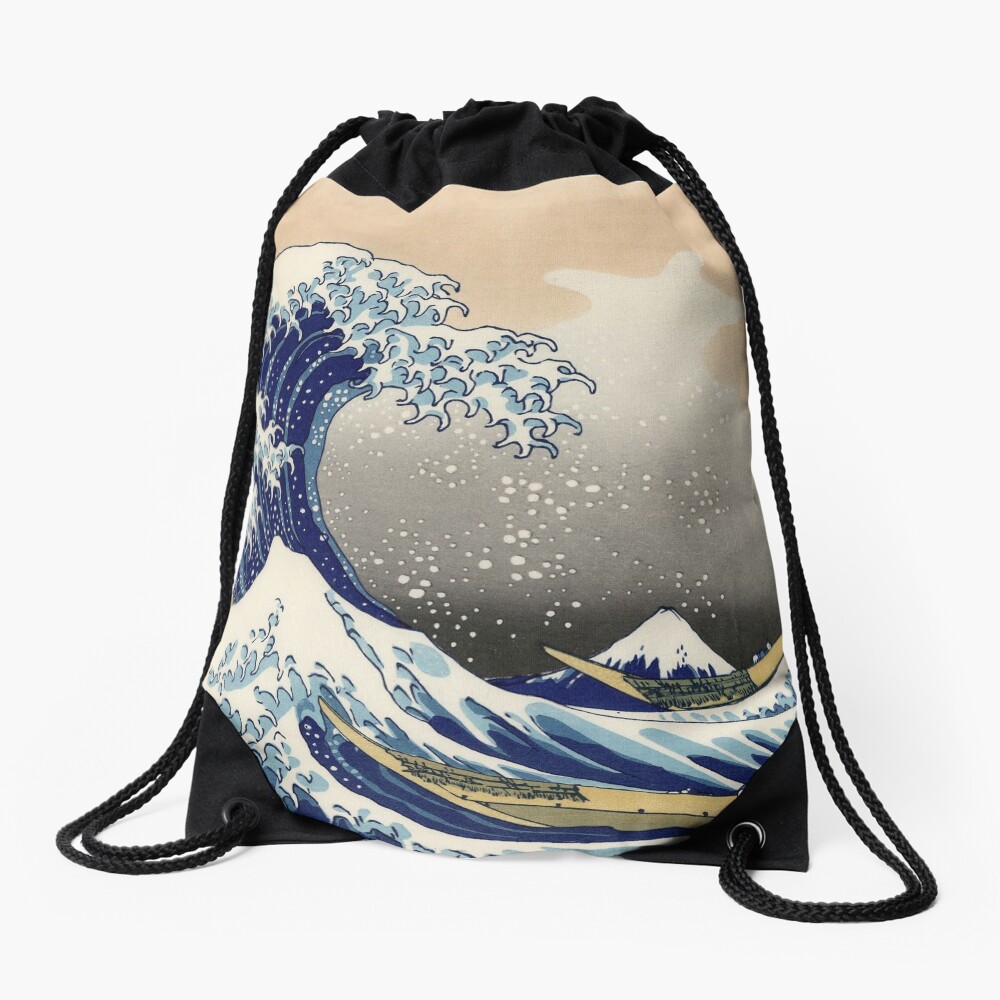 'The Great Wave Off Kanagawa' by Katsushika Hokusai (Reproduction) Drawstring Bag