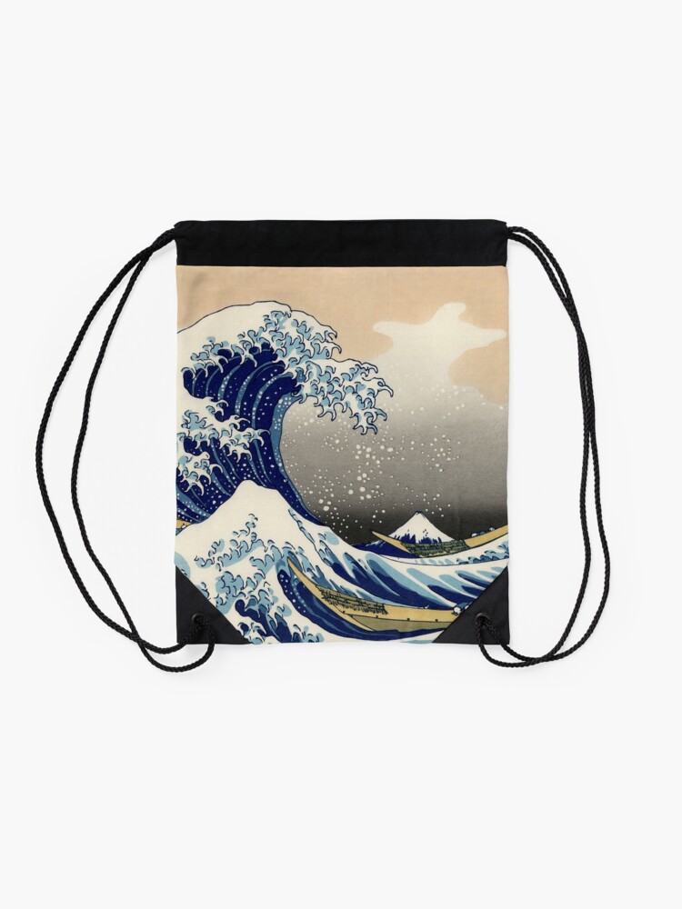 Alternate view of 'The Great Wave Off Kanagawa' by Katsushika Hokusai (Reproduction) Drawstring Bag